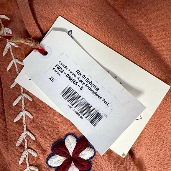 Alix of Bohemia *NEW* Charlie Sienna Poppy Embroidered Pant - Picture 15 of 16